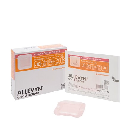 Allevyn Gentle Border Silicone Foam Dressing, 3 x 3 Inch, Sterile, 40PK 66800276